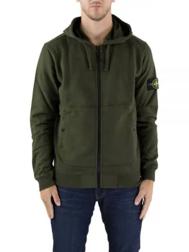 Wappen Patch Cotton Zip Up Hoodie Olive - STONE ISLAND - BALAAN 2