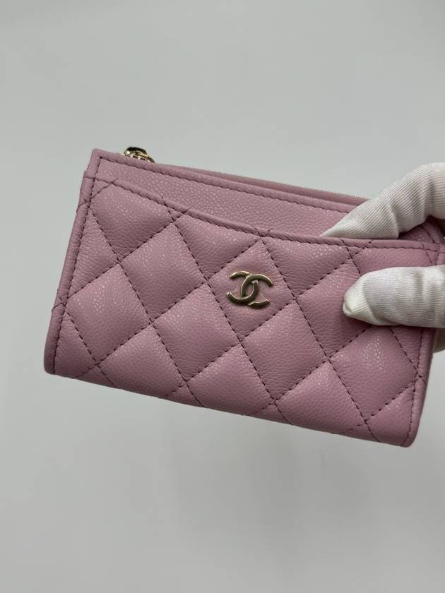 Classic card wallet zipper holder caviar light pink champagne gold AP3179 - CHANEL - BALAAN 8