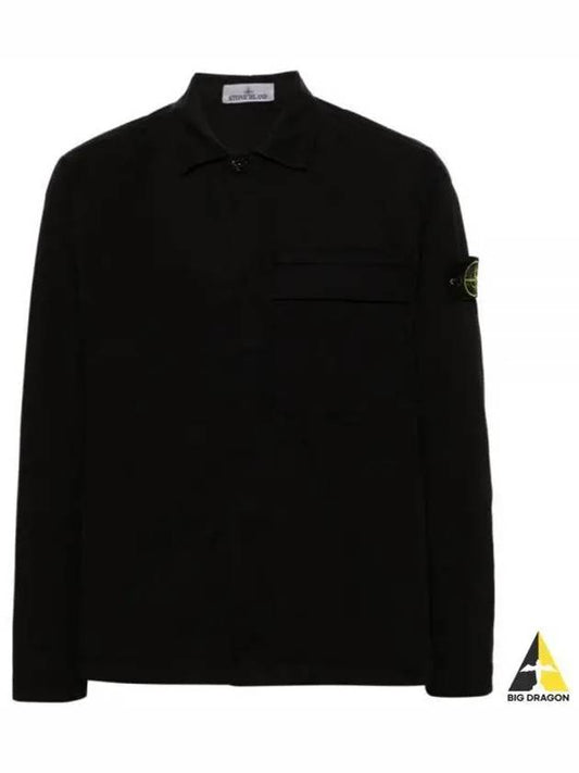 Supima Regular Fit Long Sleeve Shirt Black - STONE ISLAND - BALAAN 2