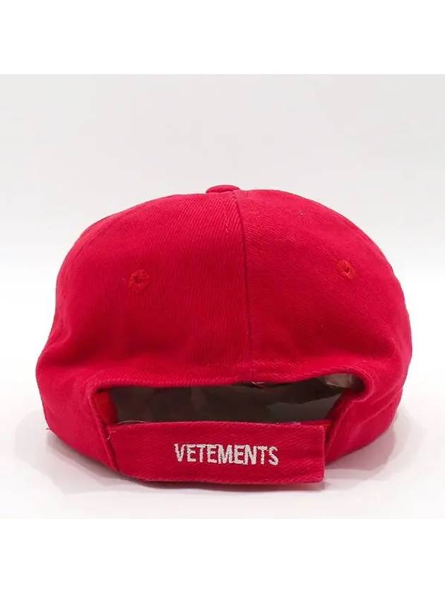 WSS18AC16 Red color fabric logo embroidery decoration haute couture ball cap hat - VETEMENTS - BALAAN 3