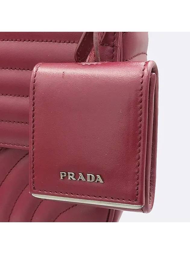 1BD135 Burgundy color leather silver logo diagram large chain shoulder bag - PRADA - BALAAN 4