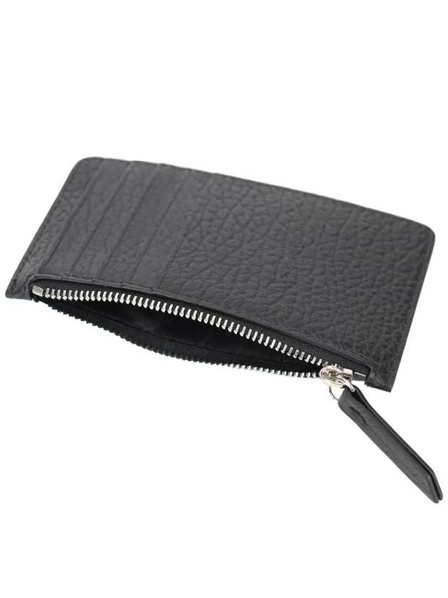 Pebble Leather Stitch Logo Zipper Card Wallet Black - MAISON MARGIELA - BALAAN 5