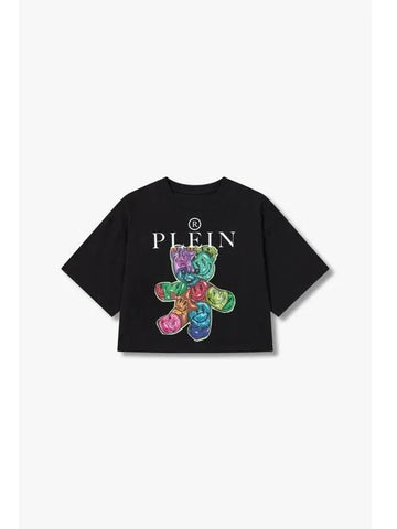 Women s Smile Teddy Cropped T Shirt Black - PHILIPP PLEIN - BALAAN 1