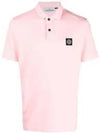 Stretch Cotton Pique Short Sleeve Polo Shirt Pink - STONE ISLAND - BALAAN 2