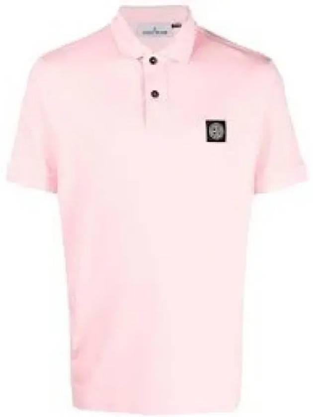 Stretch Cotton Pique Short Sleeve Polo Shirt Pink - STONE ISLAND - BALAAN 2