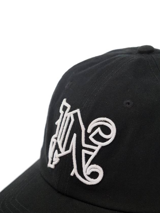 Embroidered Monogram Base Ball Cap Black - PALM ANGELS - BALAAN 4