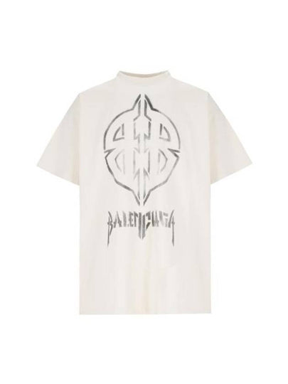 Metal BB Stencil Cotton Short Sleeve T-Shirt White - BALENCIAGA - BALAAN 2