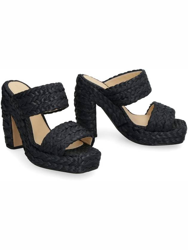 Trinity Weave Raffia Mule Heel Black - BOTTEGA VENETA - BALAAN 4