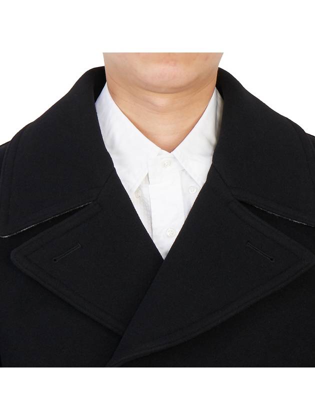 Men's Wool Pea Double Coat Black - BURBERRY - BALAAN 9