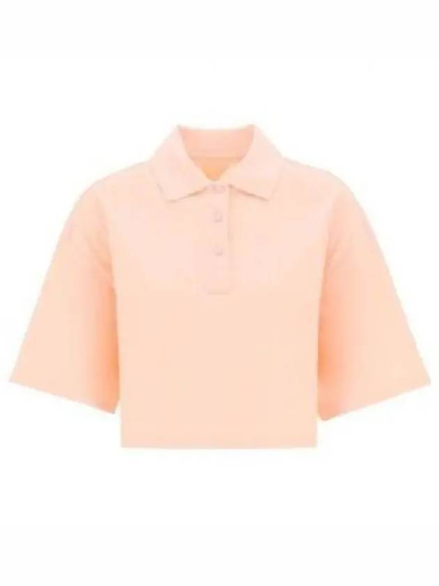 Cropped Cotton Piquet Polo Shirt Pink - BOTTEGA VENETA - BALAAN 2