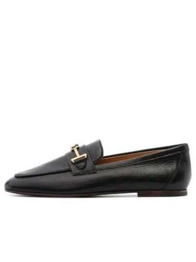 Women's Double T Logo Leather Loafers Black - TOD'S - BALAAN 2