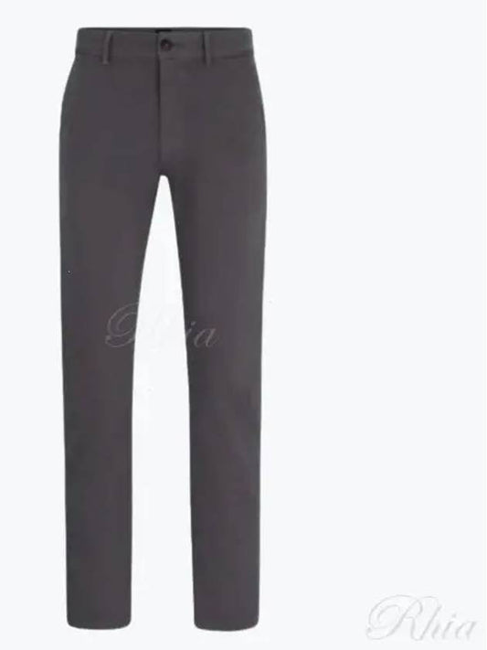 Slim Fit Stretch Cotton Satin Chino Straight Pants Grey - HUGO BOSS - BALAAN 2