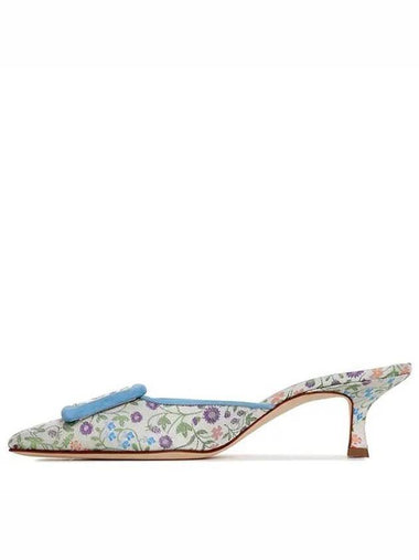 Maysalebi Floral Heel Mules Blue - MANOLO BLAHNIK - BALAAN 1