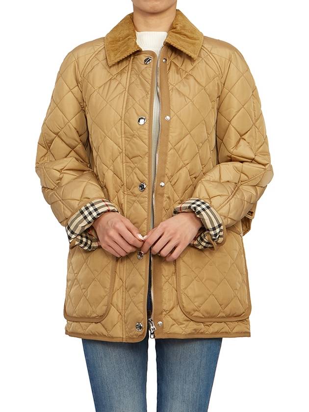 Diamond Quilted Nylon Jacket Beige - BURBERRY - BALAAN 10