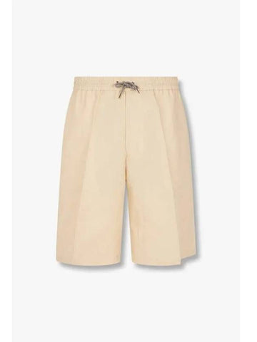 Drawstring banding linen shorts beige - PAUL SMITH - BALAAN 1