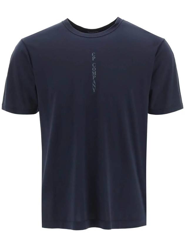 Men's Mercerized Jersey Vertical Logo Short Sleeve T-Shirt Navy - CP COMPANY - BALAAN.