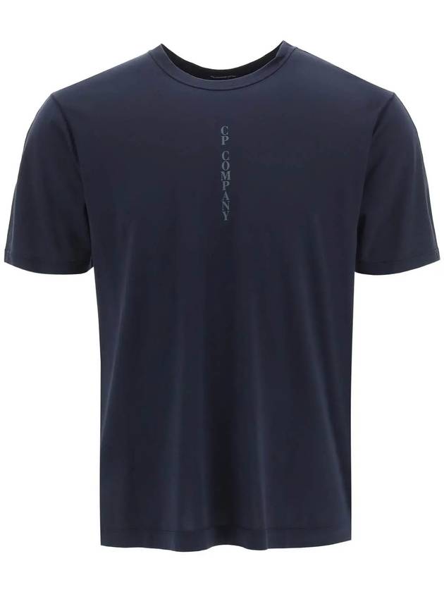 Men's Mercerized Jersey Vertical Logo Short Sleeve T-Shirt Navy - CP COMPANY - BALAAN 3