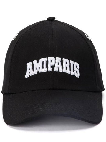 Embroidered Logo Ball Cap Black - AMI - BALAAN 1