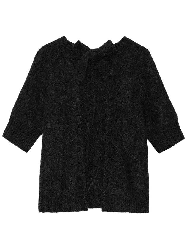 Brushed Alpaca Open Back Knit Top Black - GANNI - BALAAN 3