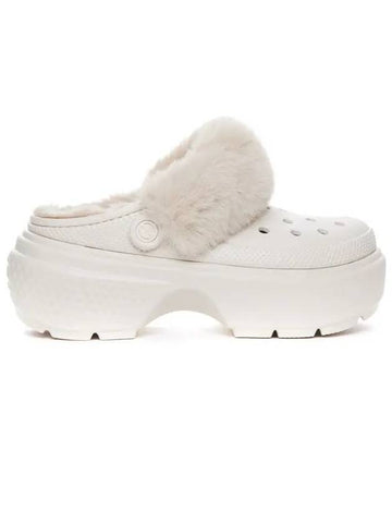 Stomp Lined Clog Fur Sandals White - CROCS - BALAAN 1