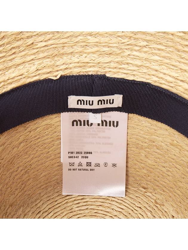 Logo Rafia Bucket Hat Beige - MIU MIU - BALAAN 8