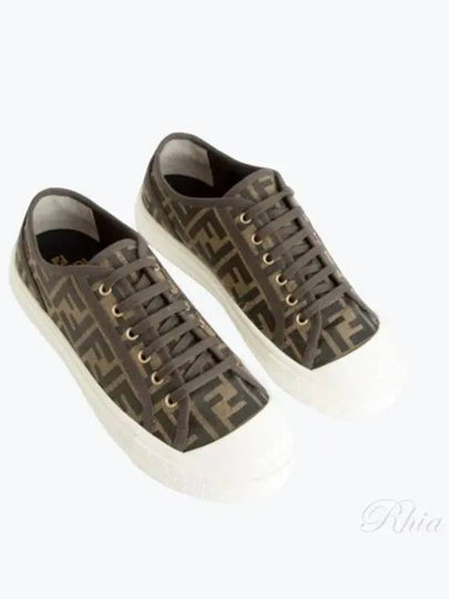 Domino FF Fabric Low Top Sneakers Brown - FENDI - BALAAN 2