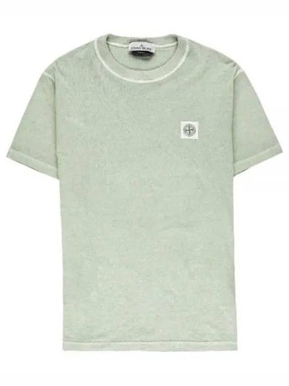 Pisato Effect Logo Patch Short Sleeve T-Shirt Green - STONE ISLAND - BALAAN 2