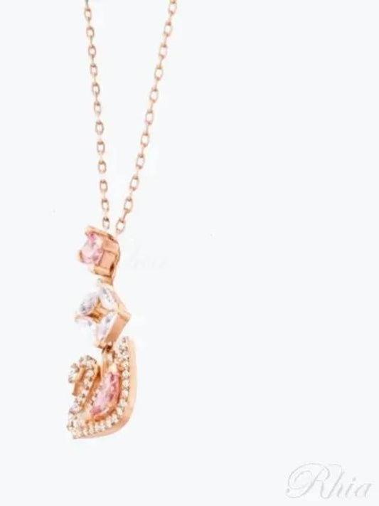 Darjeeling Swan Pendant Necklace Pink Rose Gold - SWAROVSKI - BALAAN 2