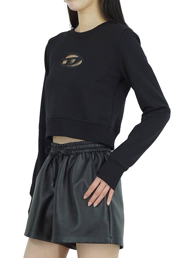 F Slimmy Cutout Logo Crop Sweatshirt Black - DIESEL - BALAAN 5