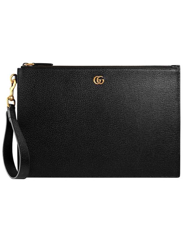 GG Marmont leather strap clutch bag black - GUCCI - BALAAN 2