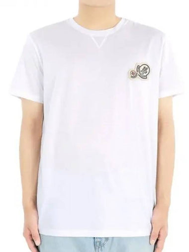 Men s Double Logo Patch Short Sleeve White 8C00025 8390Y 001 270359 1063167 - MONCLER - BALAAN 1