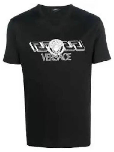 La Greca Logo T Shirt Black 10084611B000 - VERSACE - BALAAN 1