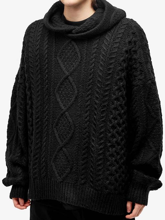 Essential Cable Knit Hooded Black Men - FEAR OF GOD ESSENTIALS - BALAAN 3