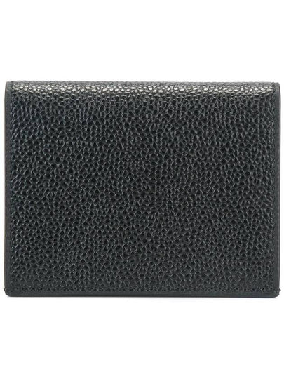 Pebble Grained Leather Double Card Wallet Black - THOM BROWNE - BALAAN 2