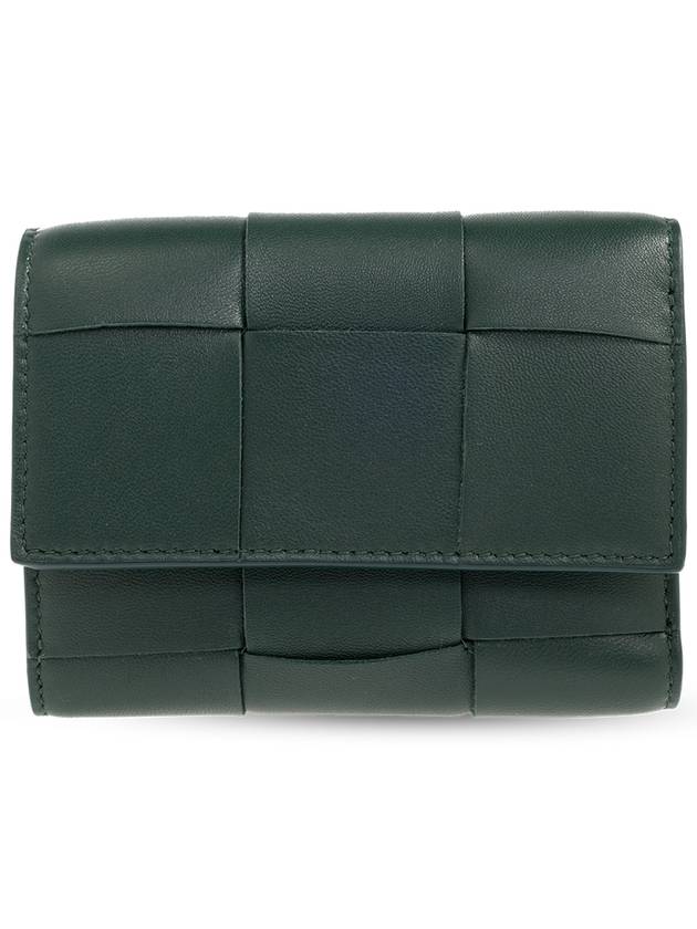 Cassette Tri-Fold Zipper Half Wallet Emerald Green - BOTTEGA VENETA - BALAAN 2