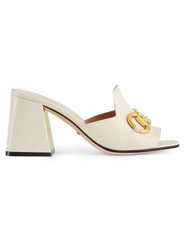 Women's Horsebit Slide Sandals White - GUCCI - BALAAN 1