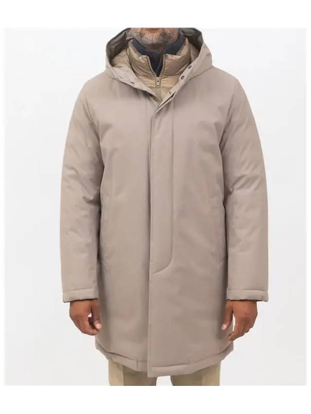 hooded padded coat beige - FAY - BALAAN 1