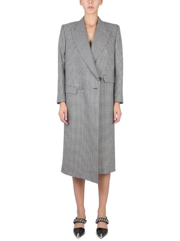 Women's Houndstooth Check Single Breasted Coat Gray - ALEXANDER MCQUEEN - BALAAN 2