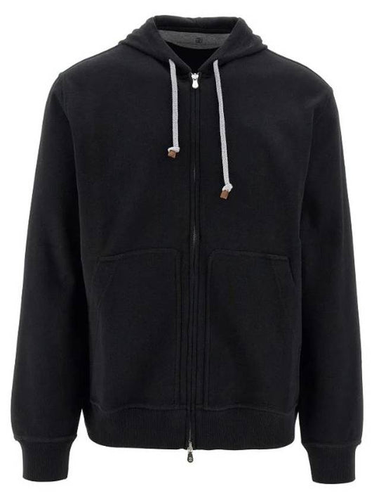 Tech Cotton Zip-Up Hoodie Black - BRUNELLO CUCINELLI - BALAAN 2