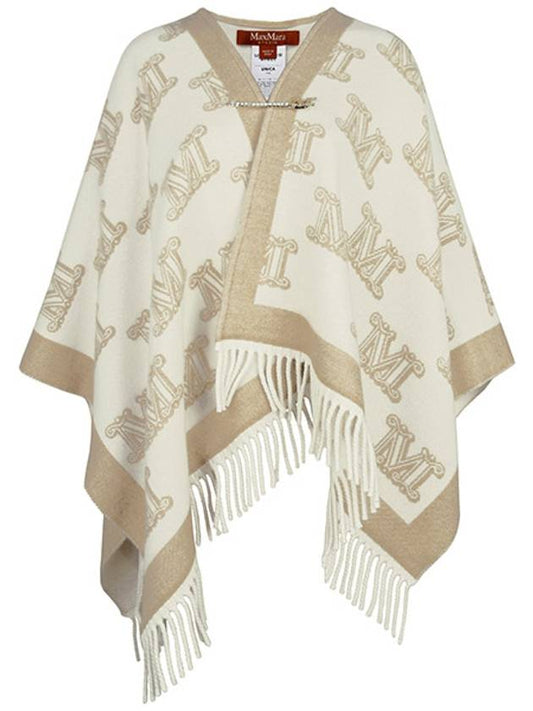 Beige Fringe Wool Cape FRINESTD 005 - MAX MARA - BALAAN 1