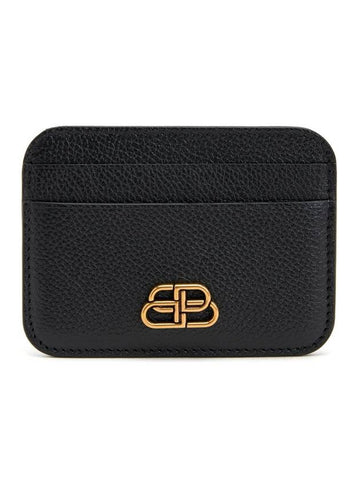 Gold BB Logo Card Wallet Black - BALENCIAGA - BALAAN 1