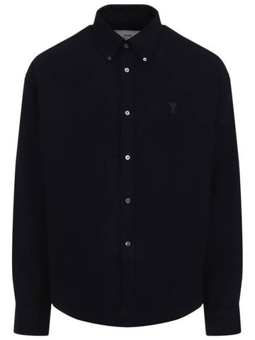 De Coeur Boxy Fit Long Sleeve Shirt Navy - AMI - BALAAN 1