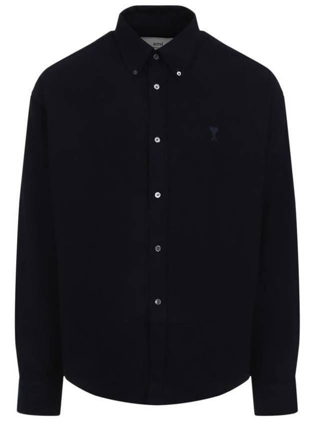 De Coeur Boxy Fit Long Sleeve Shirt Navy - AMI - BALAAN 1