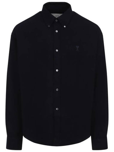 De Coeur Boxy Fit Long Sleeve Shirt Navy - AMI - BALAAN 1