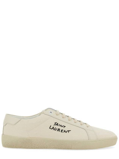 Court Classic SL/06 Embroidered Sneakers In Canvas And Leather Cream - SAINT LAURENT - BALAAN 2