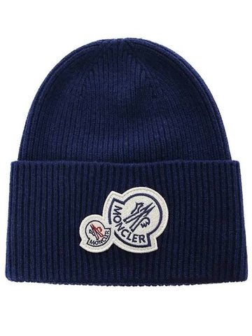 Double logo cashmere knit beanie 9927200 A9186 780 - MONCLER - BALAAN 1