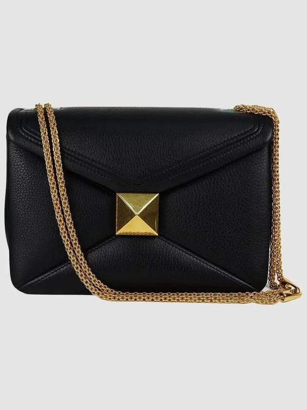 Women's One-Stud Nappa Leather Small Shoulder Bag Black - VALENTINO - BALAAN 3