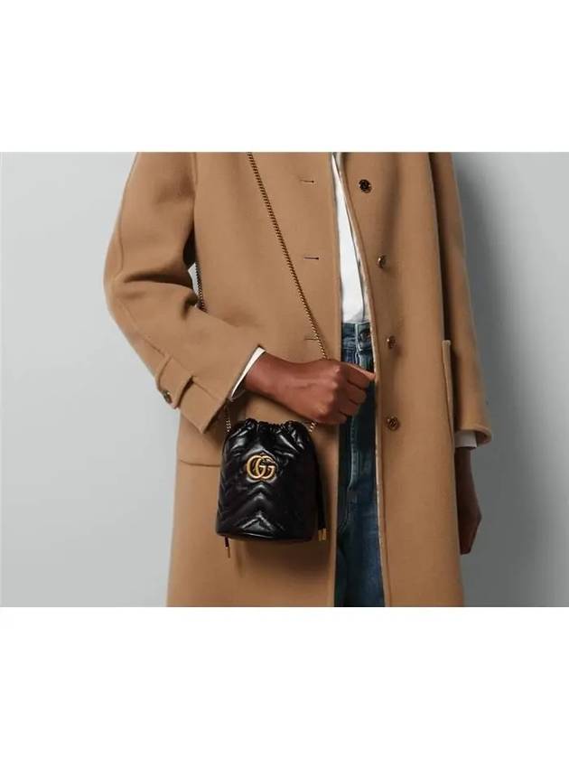 GG Marmont Gold Chain Mini Bucket Bag Black - GUCCI - BALAAN 10