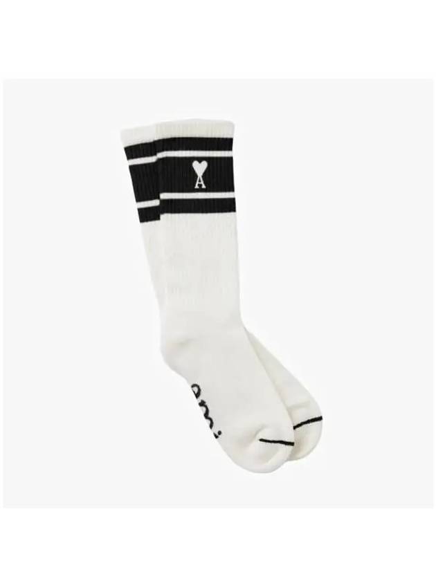 USC001 AW0015 001 De Coeur Heart Logo Striped Socks - AMI - BALAAN 5