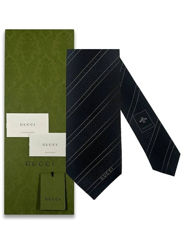 Men's Striped Tie Black - GUCCI - BALAAN 10